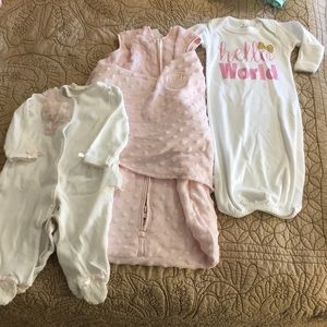 Halo pink plush sleepsack, frilly sleep&play, gown